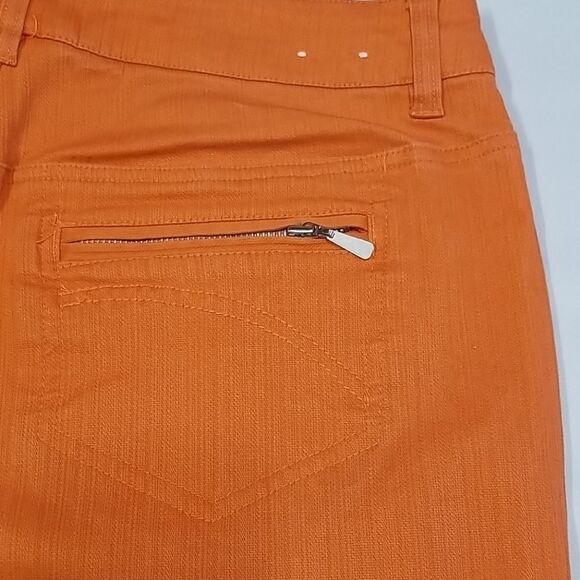 Cotton Ginny Shorts Womens Capris Size 14 Plus Orange Denim Stretch Zippers - Picture 4 of 9